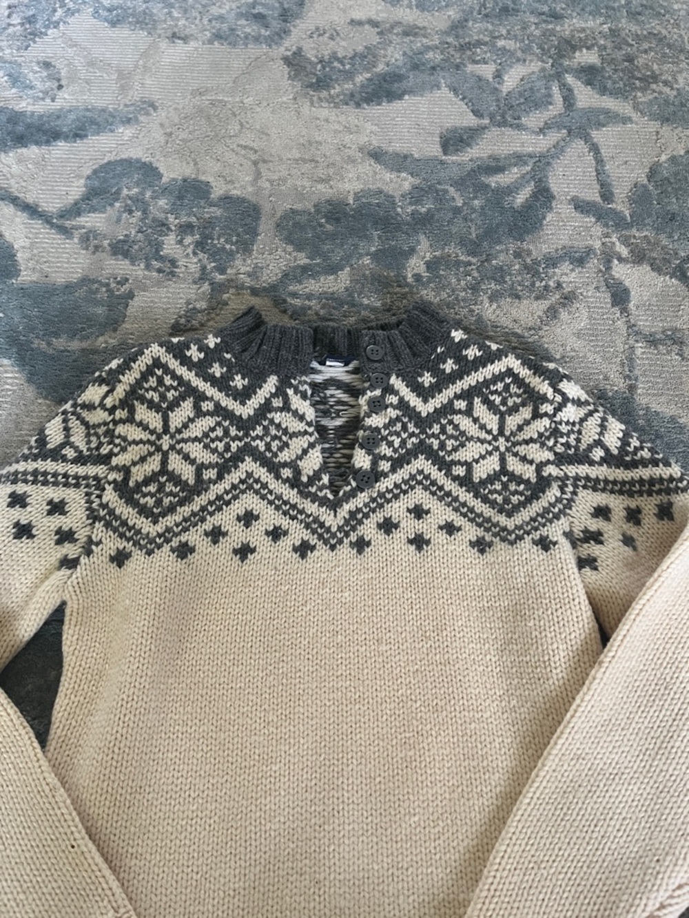 GAP Cream Sweater with Charcoal Nordic Yoke - Picture 3 of 4